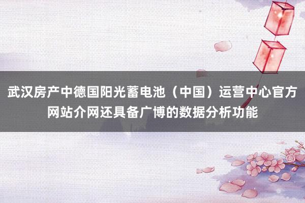 武汉房产中德国阳光蓄电池（中国）运营中心官方网站介网还具备广博的数据分析功能